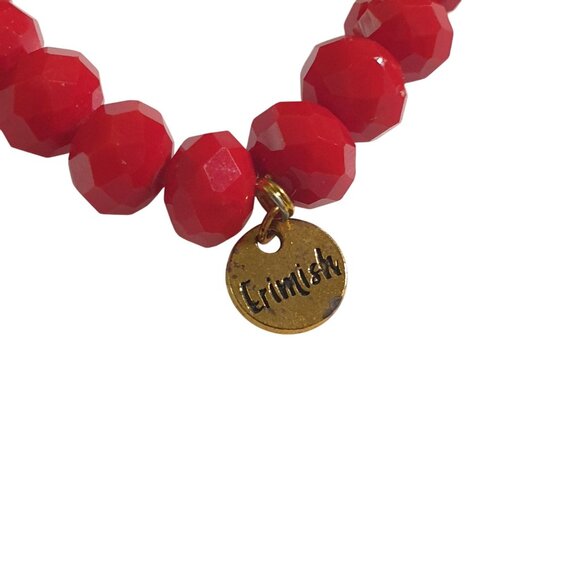Erimish Red Faceted Bead Stretch Bracelet Charm Embellishment Fashion Jewelry - Picture 2 of 4